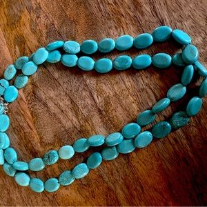 Handmade turquoise double stranded necklace